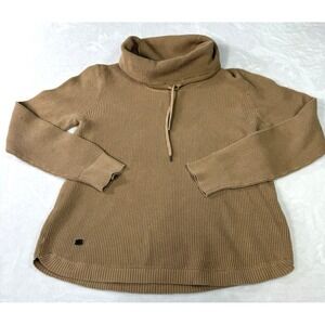 Lauren Ralph Lauren Funnel Neck Sweater Petite Small Carmel Waffle‎ Knit Tunic